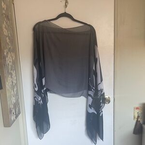 Sheer Black and White Kimono Shawl